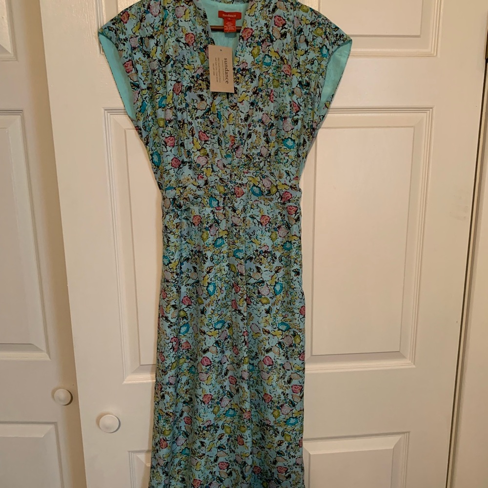 Sundance silk dress, brand new. Beautiful floral pattern.